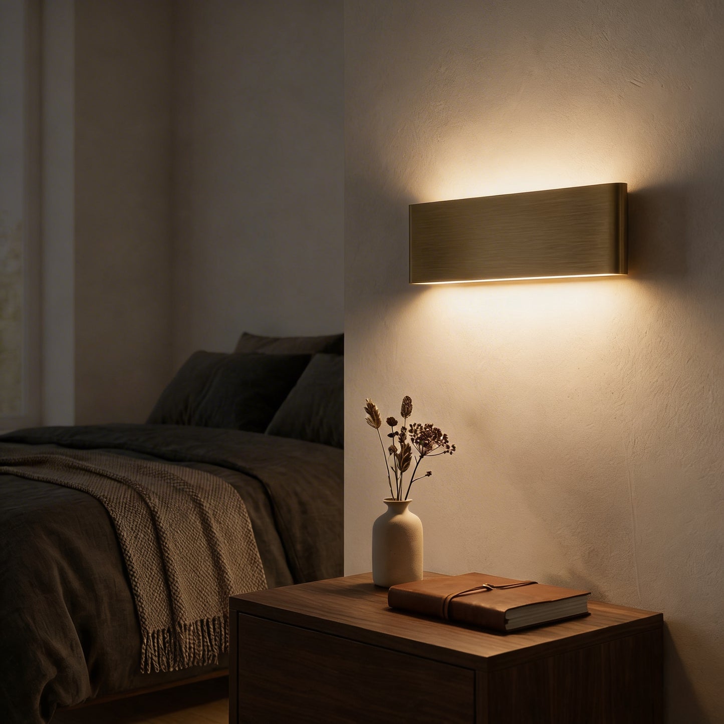 Slim Brushed Brass Mirror Light