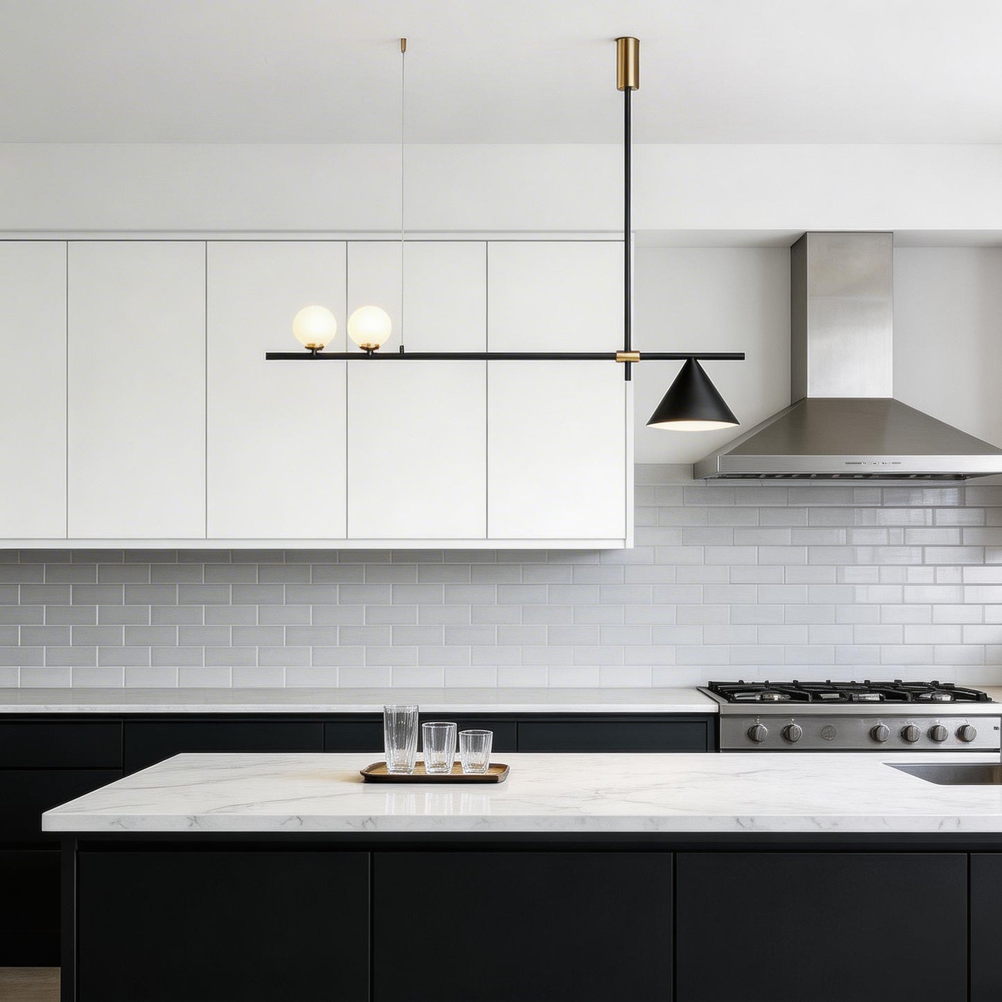 Modern Cone Design Long Dining Chandelier