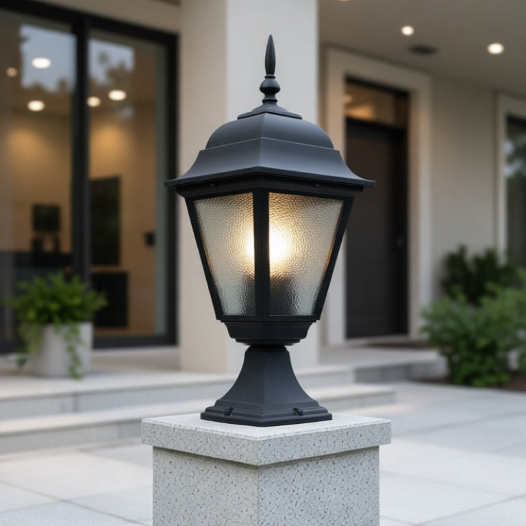 Modern Matte Stone Outdoor Pillar Light