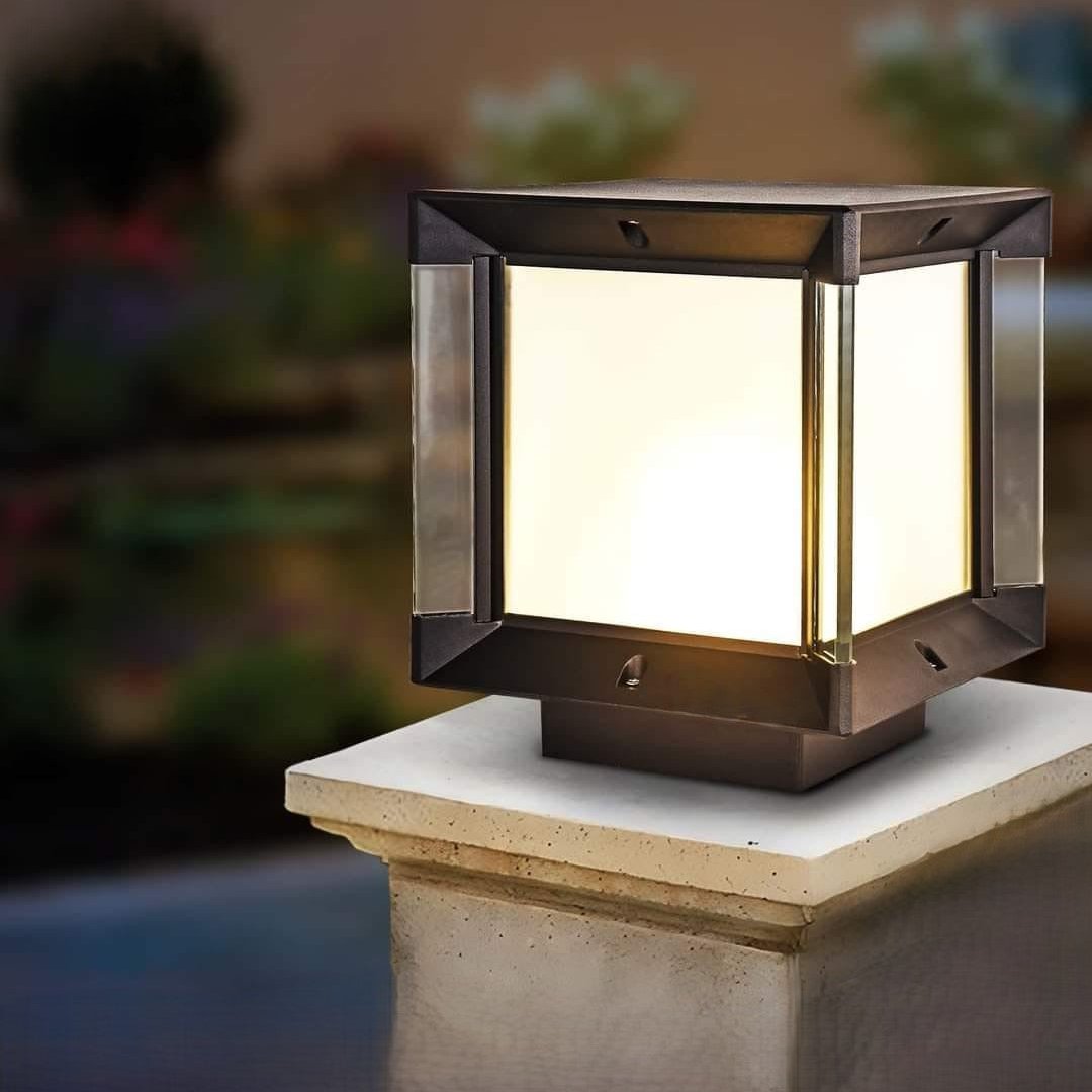 Outdoor Pillar Light Cube Shape Heavy Duty