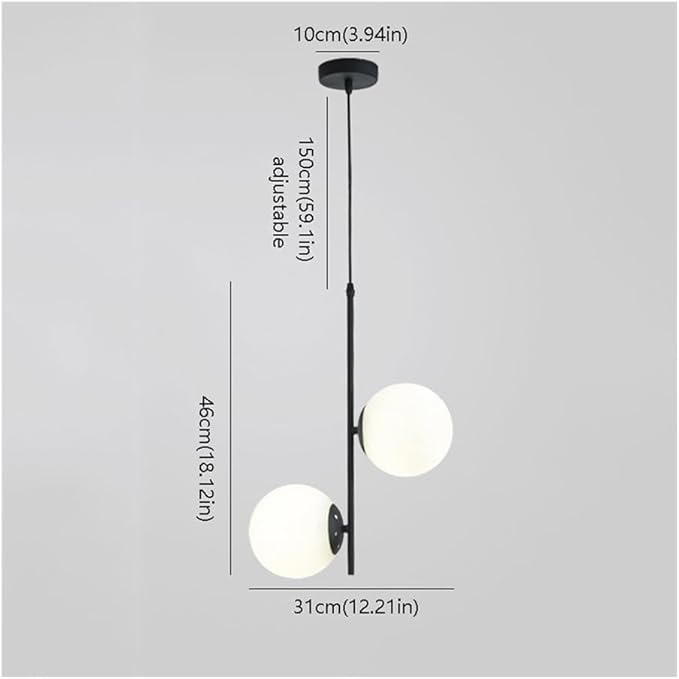 Double Milky Glass Ball Pendant Light