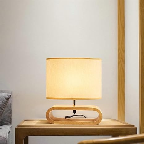 Modern Oval Wood Base Table Lamp