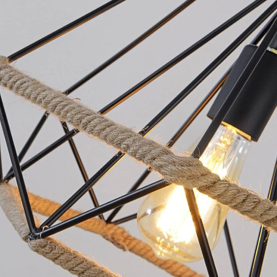 Industrial Diamond Wire Frame Pendant Light