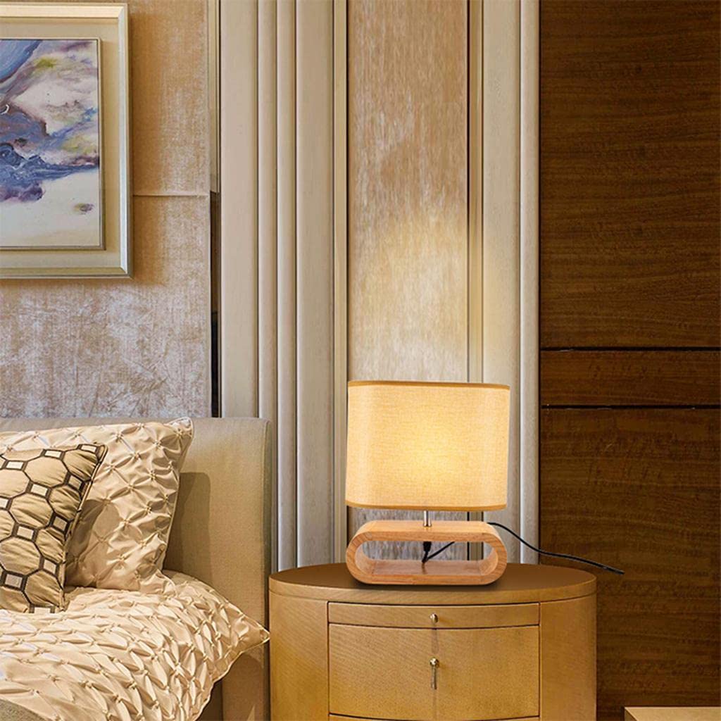 Modern Oval Wood Base Table Lamp