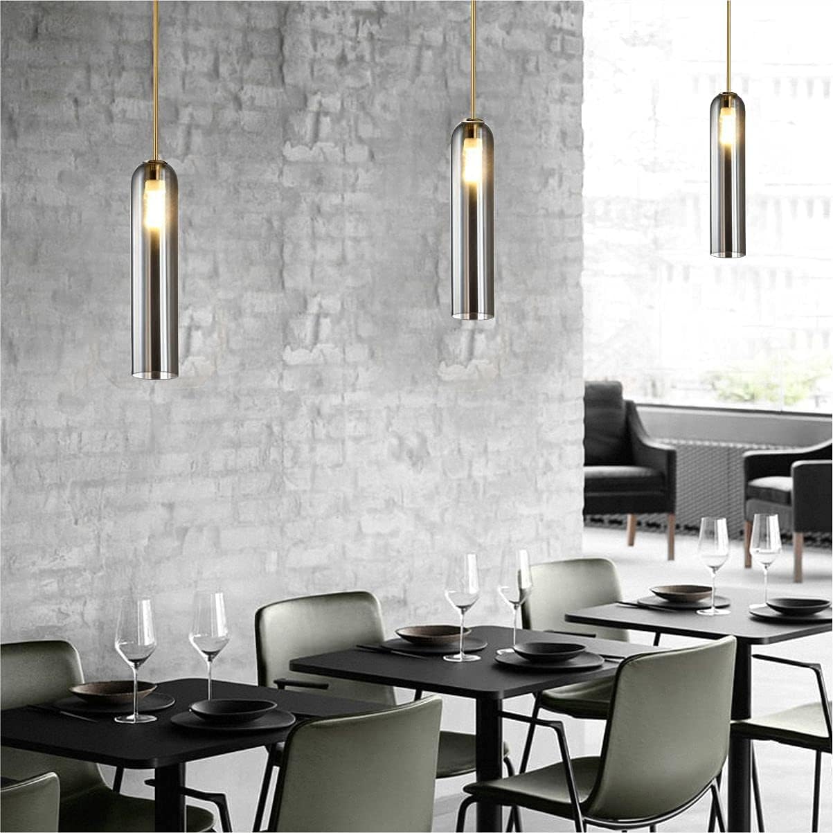 Simple Grey Glass Pendant Light