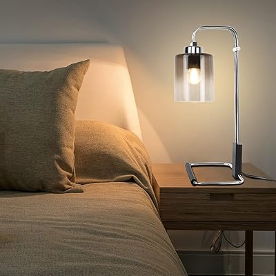 Modern Cylinder Smokey Glass Table Lamp