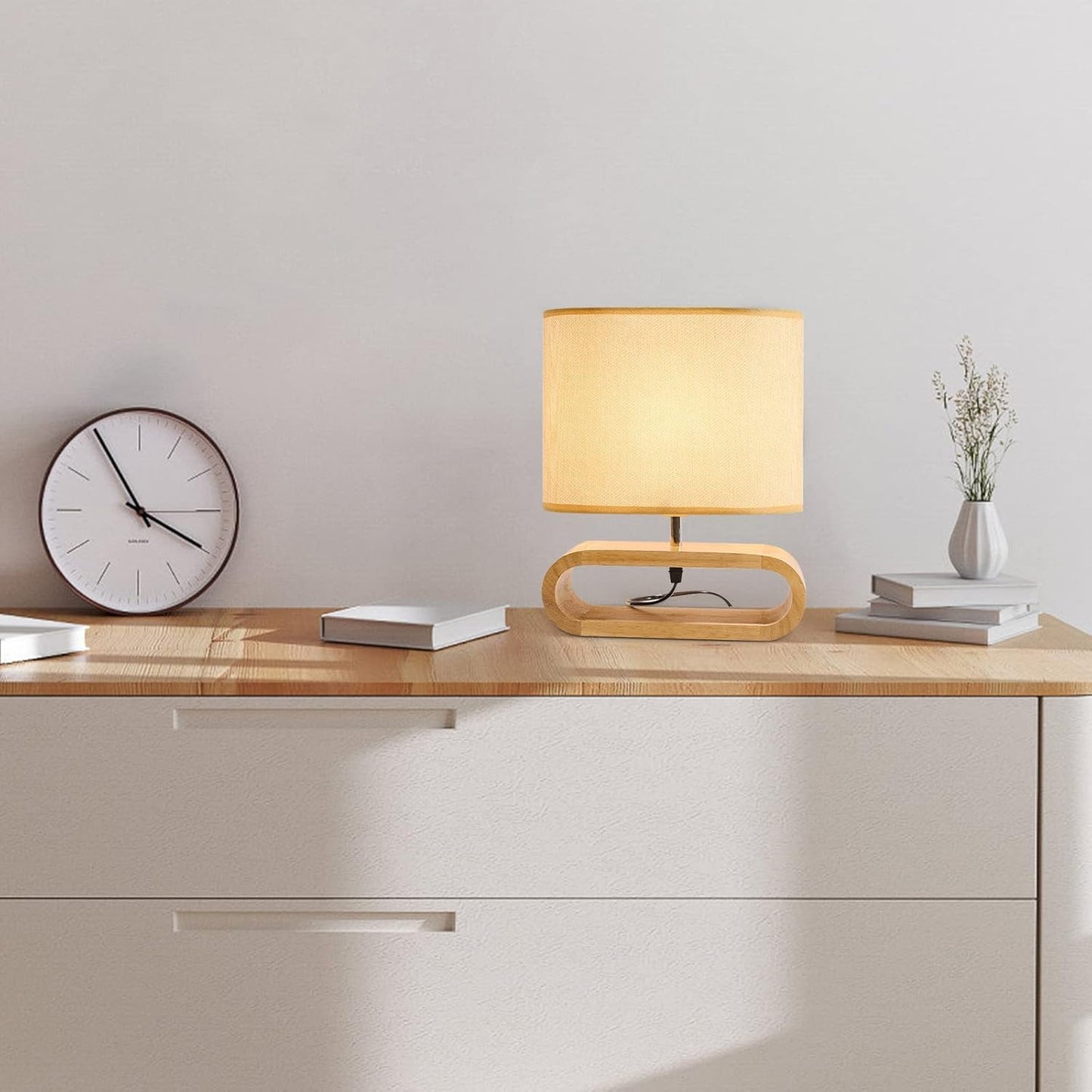 Modern Oval Wood Base Table Lamp