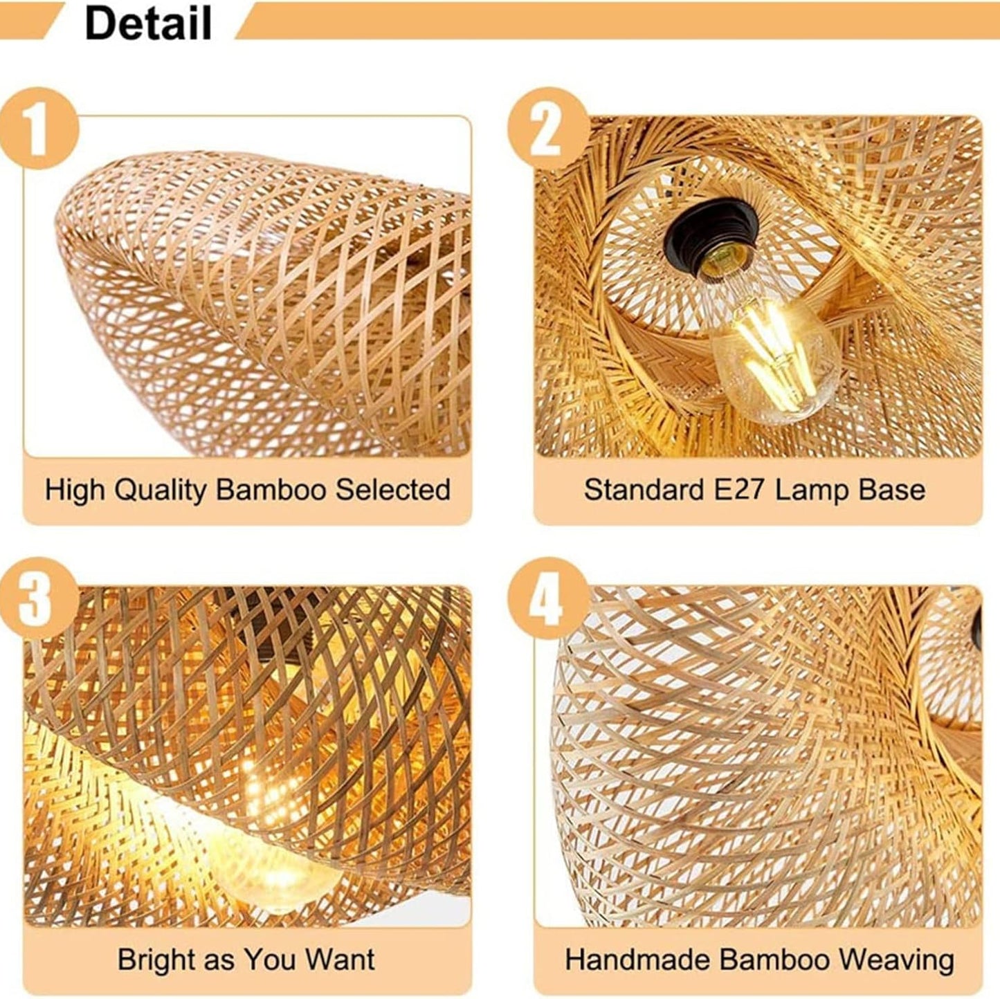 Japanese Hanging Bamboo Weaving Pendant Light