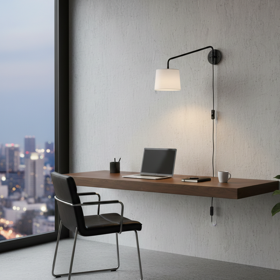Mini Cotton Shade Adjustable Wall Lamp