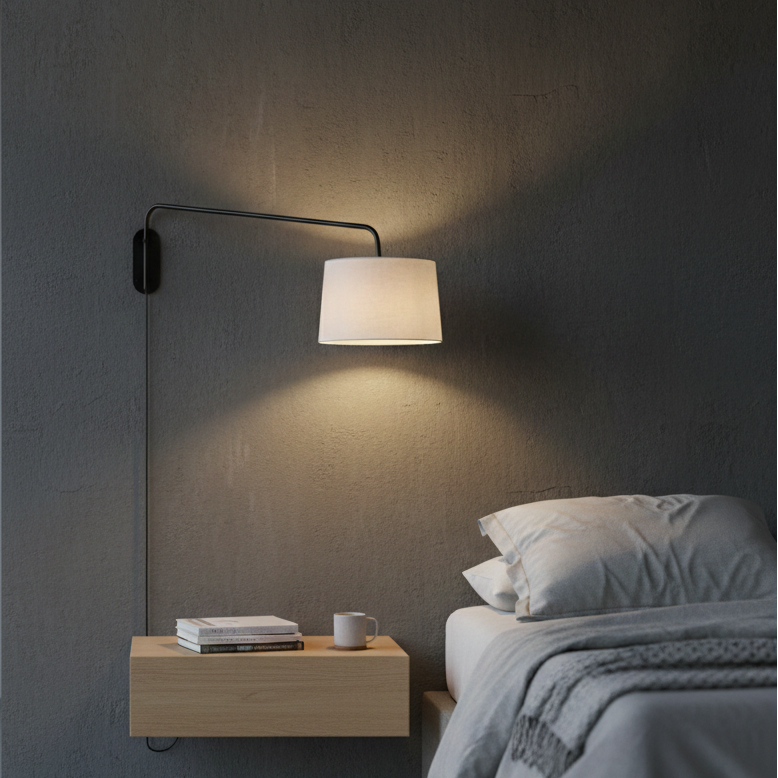 Modern Cotton Shade Adjustable Wall Lamp
