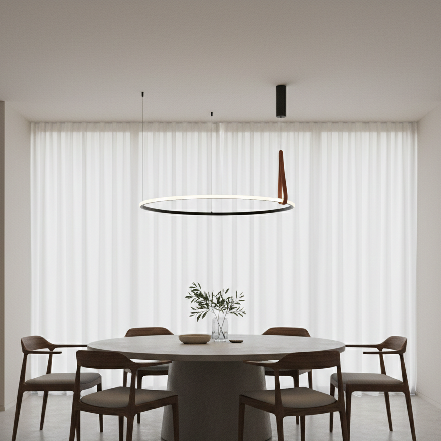 Modern Round Led With Leather Chandelier