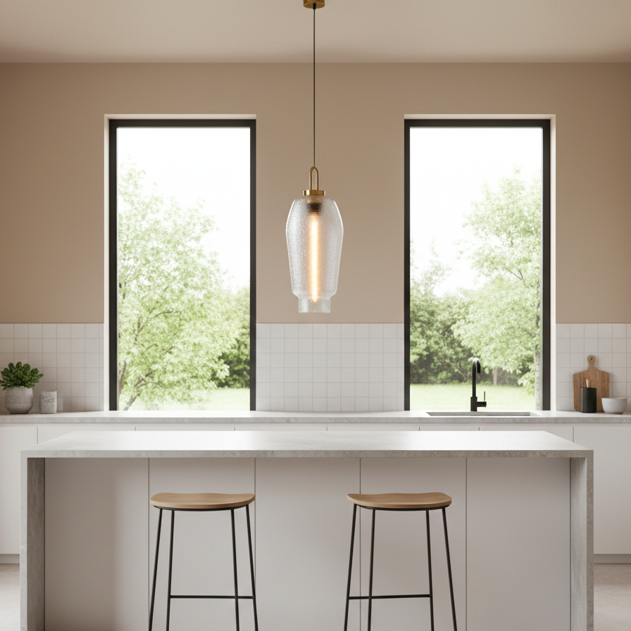 Modern Vase Shape Textured Glass Pendant Light