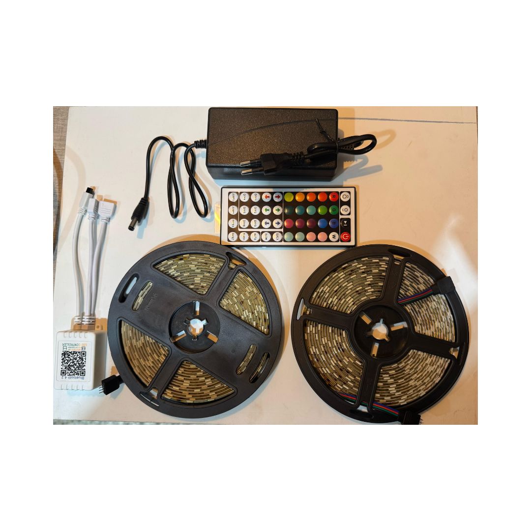 Strip Led 10 Meters Multi Colors with Remote Control & Adaptor