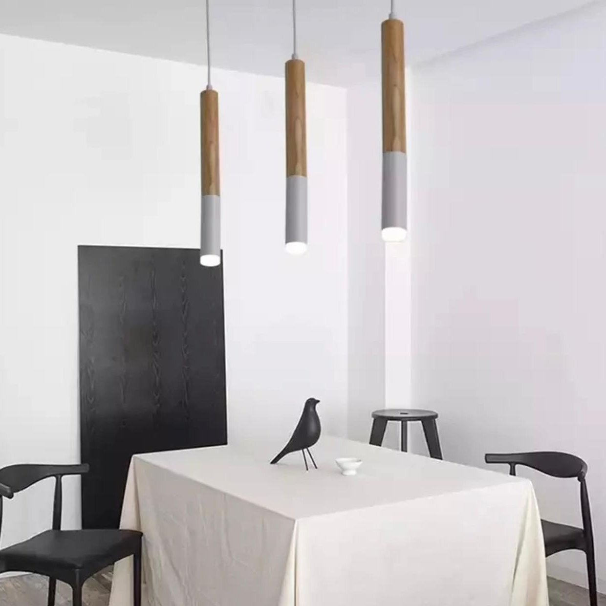 Half Wood Cylinder Shape Pendant Light 10W