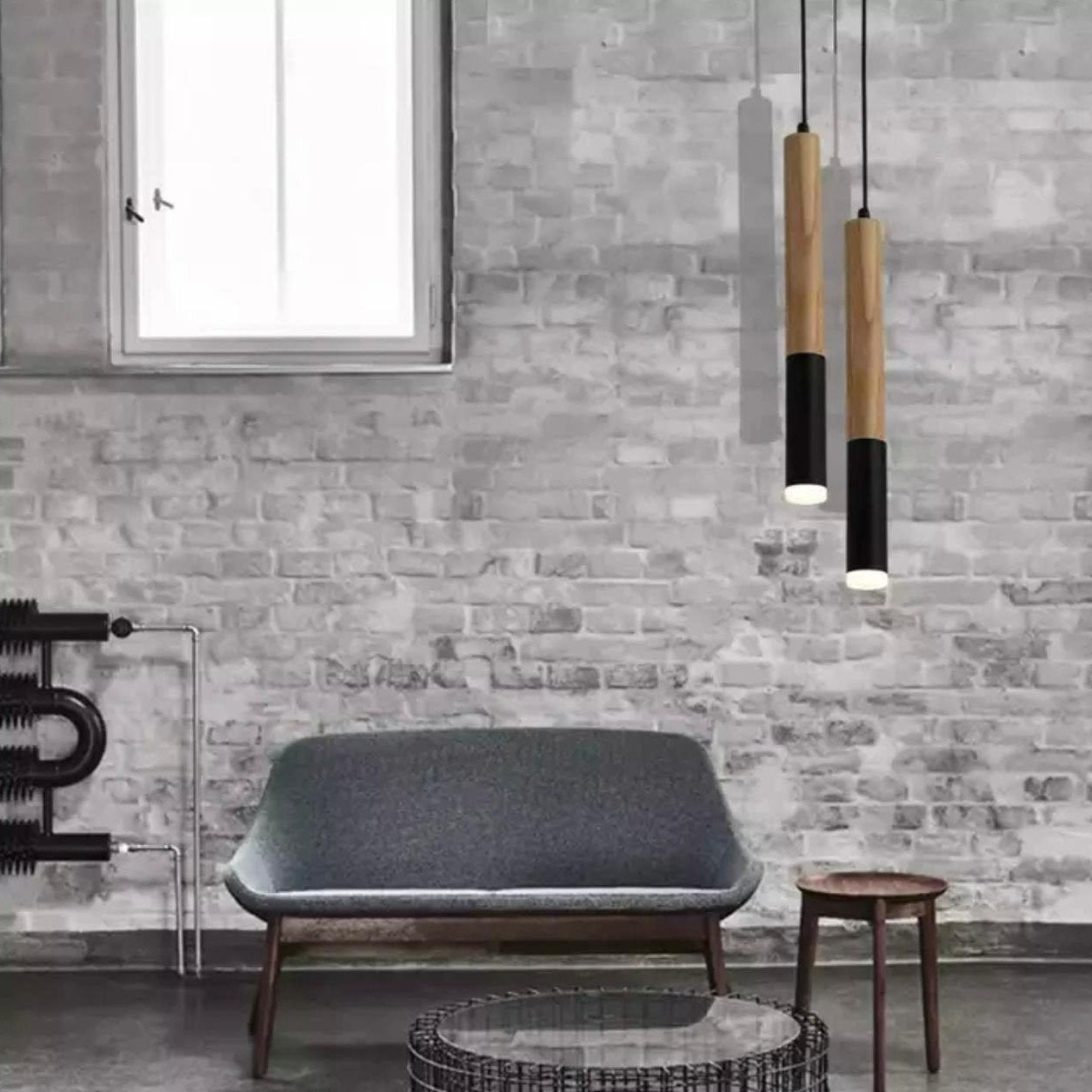 Half Wood Cylinder Shape Pendant Light 10W