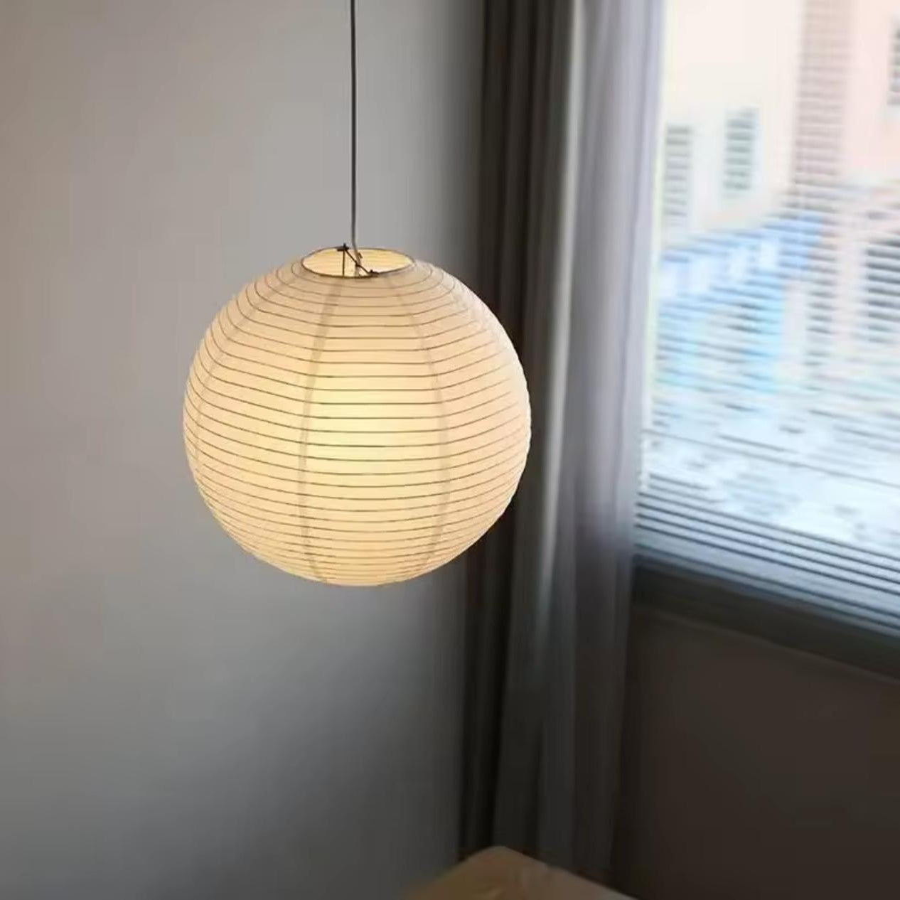 Japanese Fiber Sphere Pendant Light