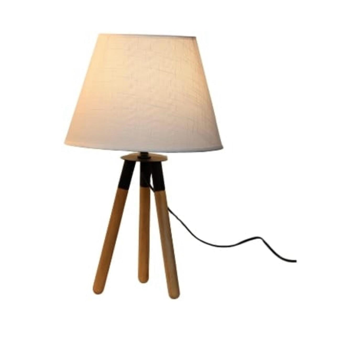 Metal & Wood Tripod Table Lamp
