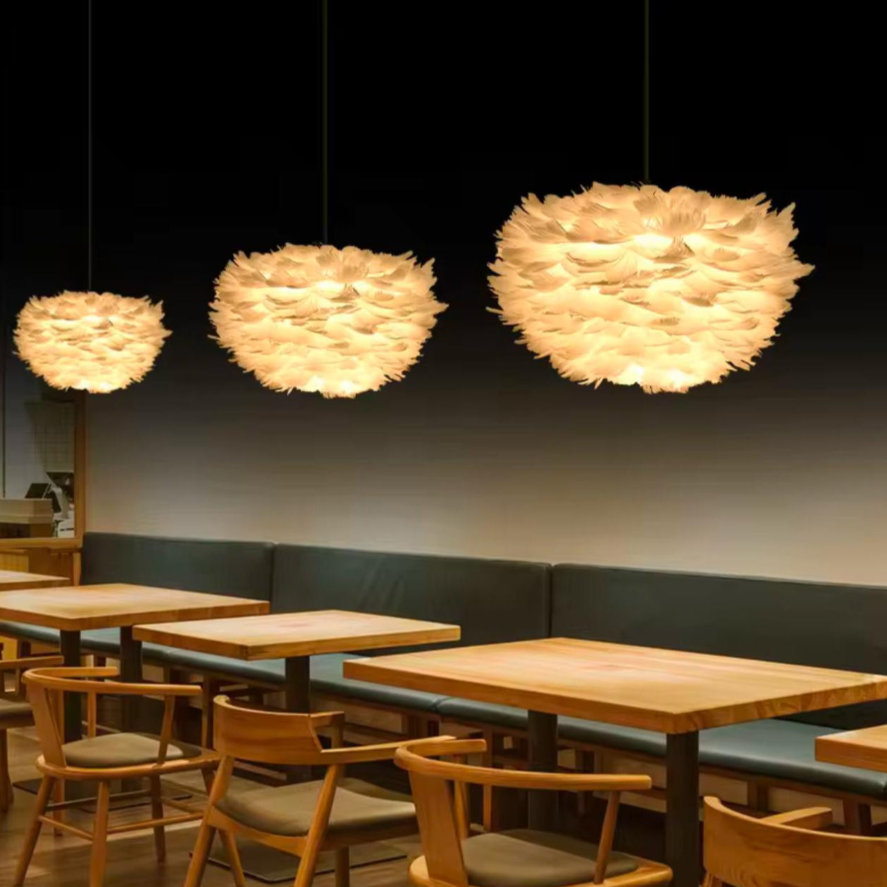 Modern White Feather Pendant Light