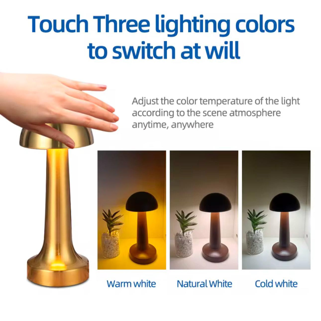 Round Head Touch Rechargeable Table Lamp