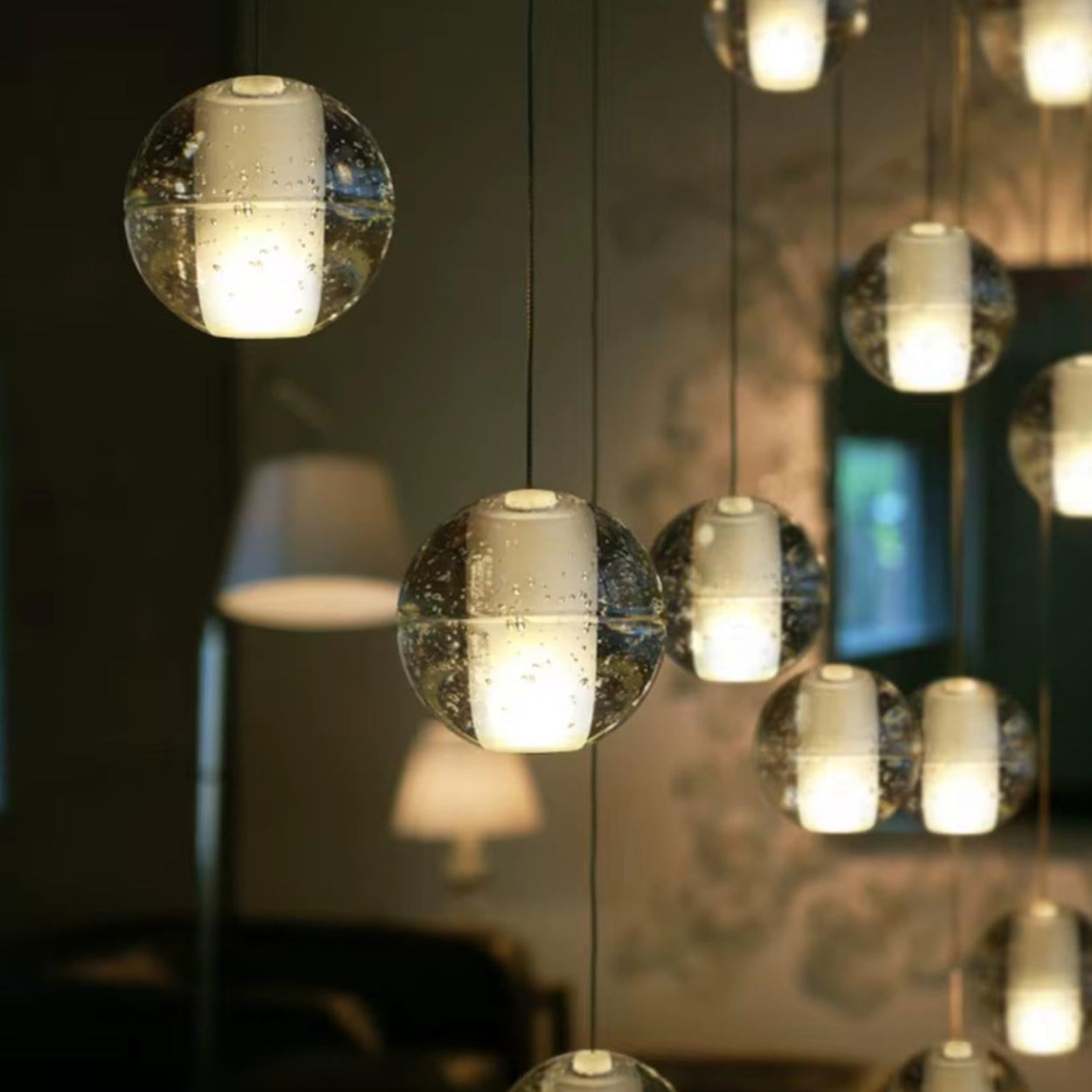Single Sparkling Glass Pendant Light