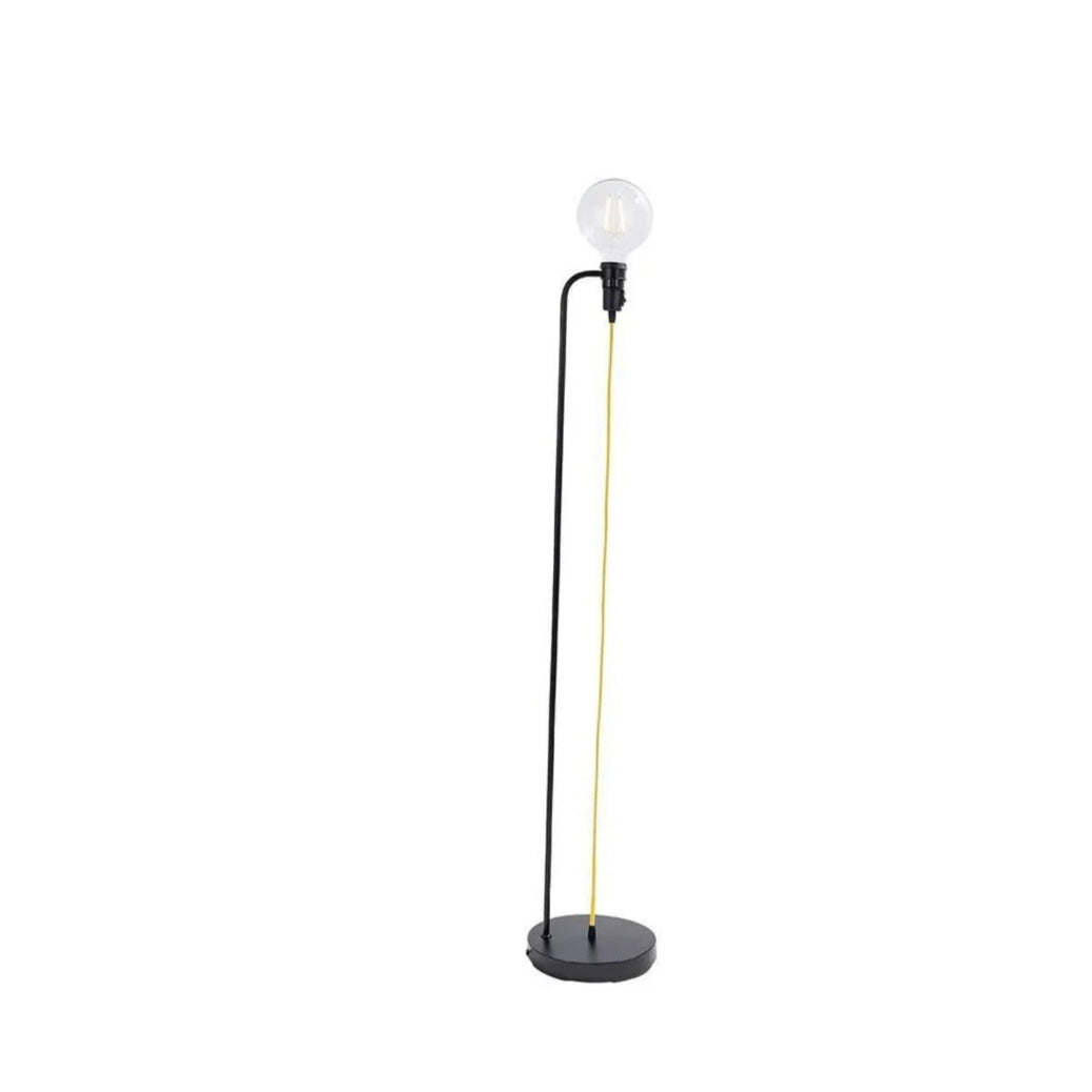 Modern Matt Black with Yellow Fabric Cable Floor Lamp