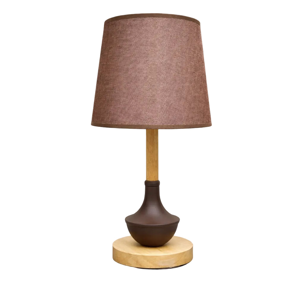 Modern Nordic Wood Table Lamp with Tapered Fabric Shade