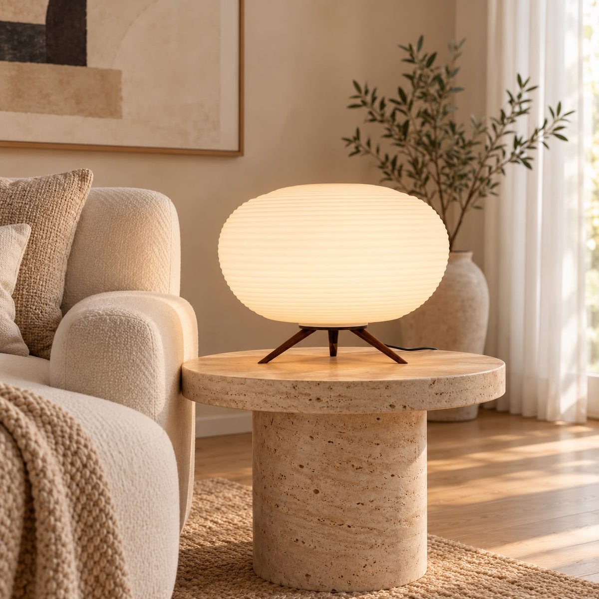 Cocoon Rounded Glass Table Lamp