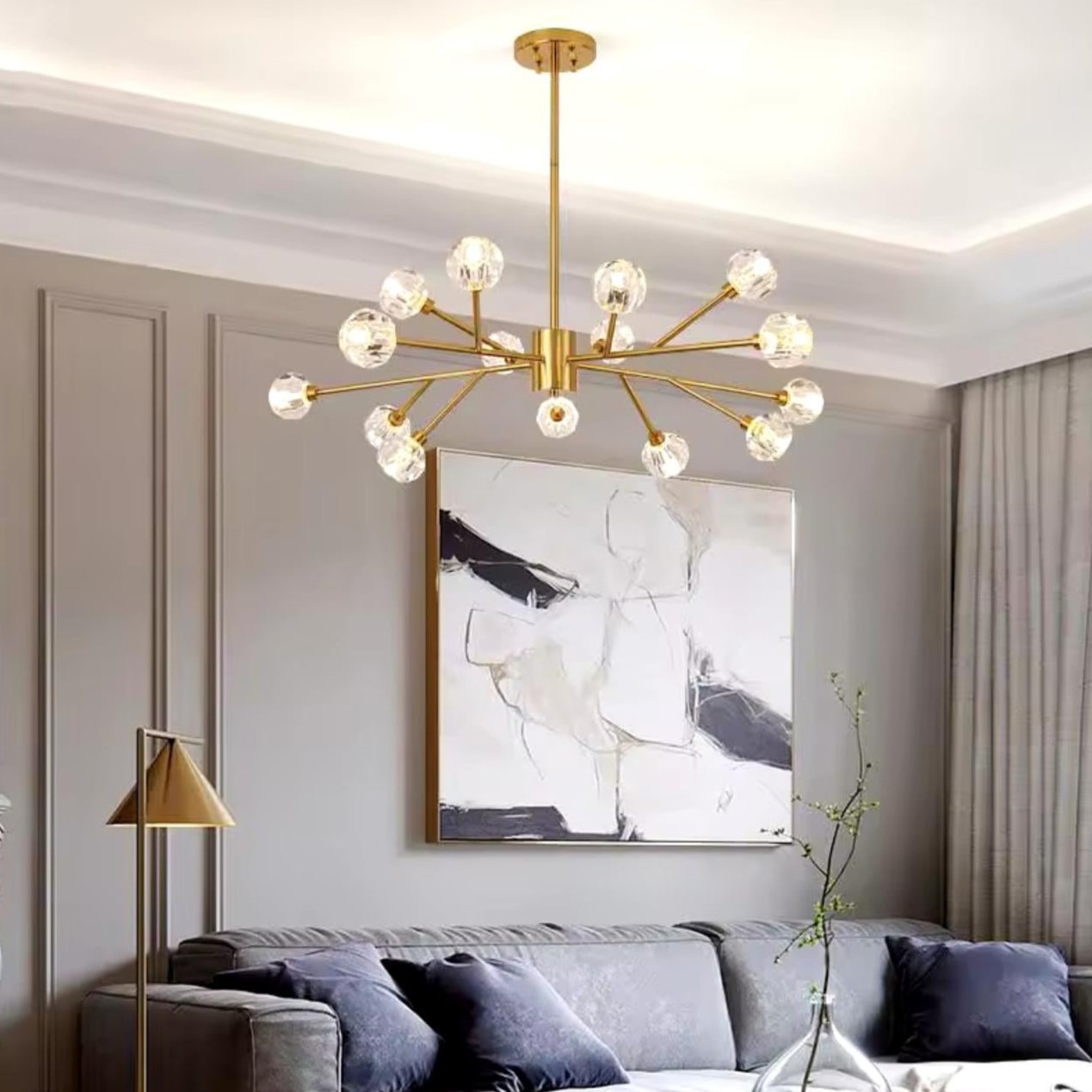 Modern Molecular Snowflake Crystal Chandelier