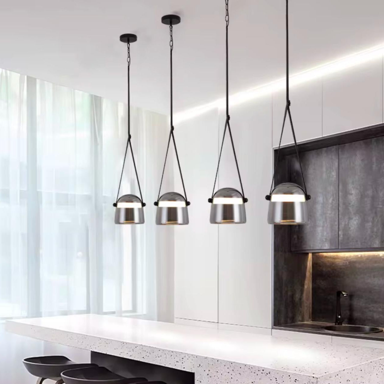 Ninja Grey Glass Pendant Light
