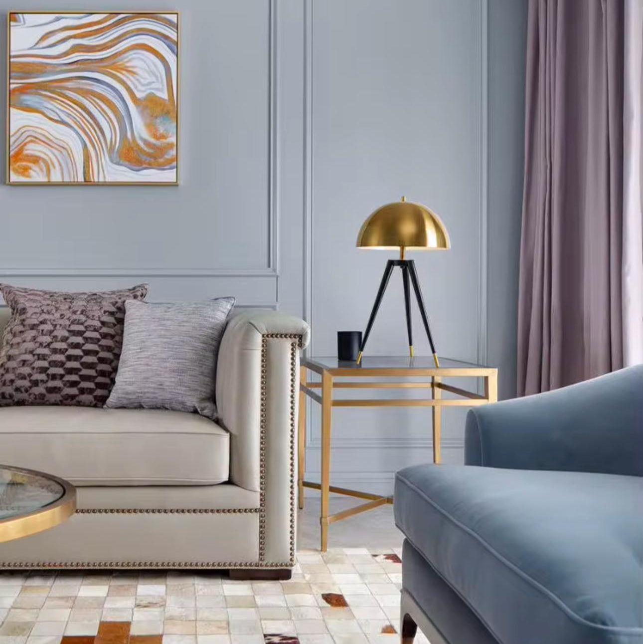 Contemporary Golden Tripod Table Lamp