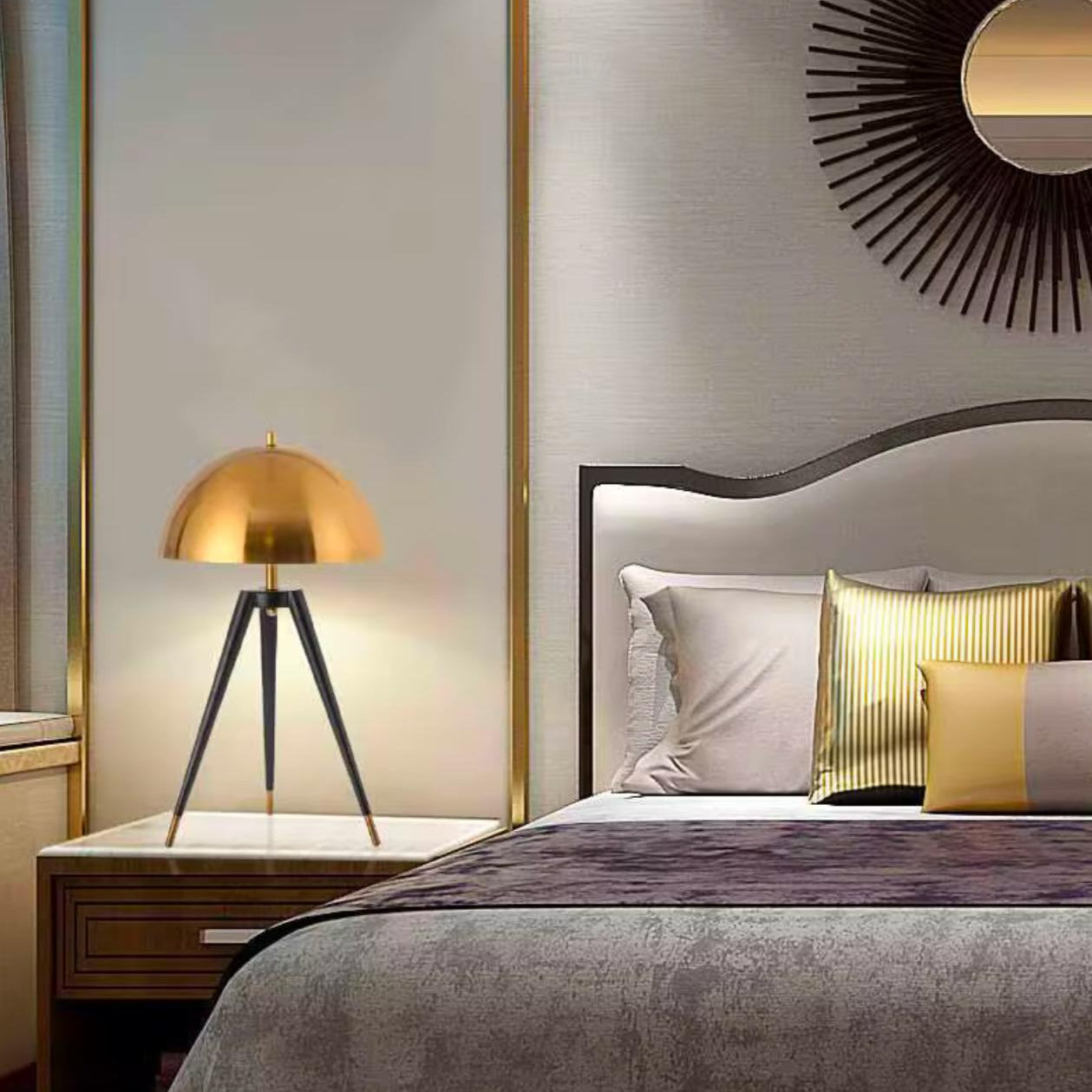 Contemporary Golden Tripod Table Lamp