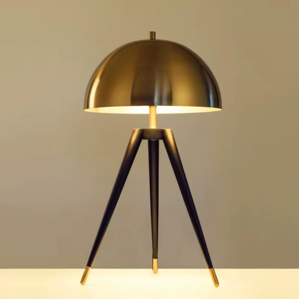Contemporary Golden Tripod Table Lamp