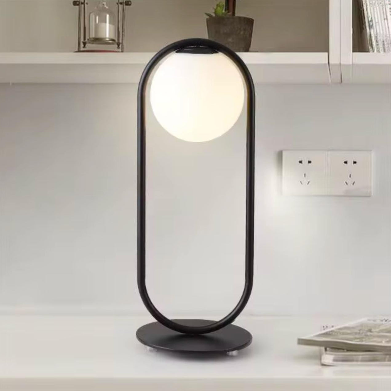 Table Lamp Oval Shape with Milky Ball