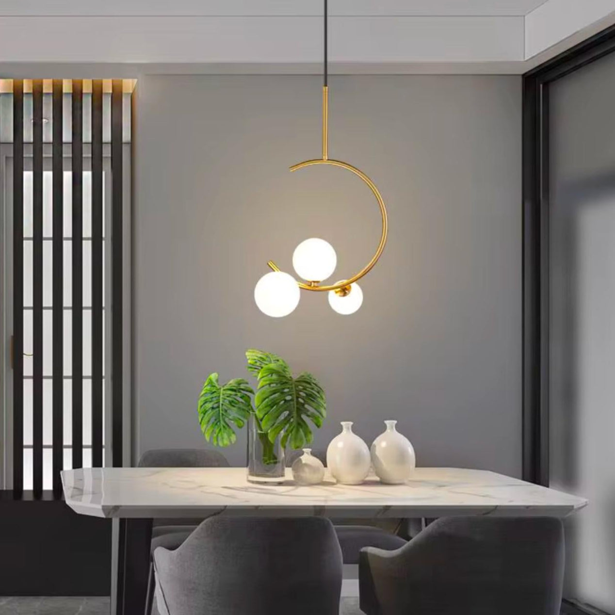 Modern Trio Milky Glass Pendant Light
