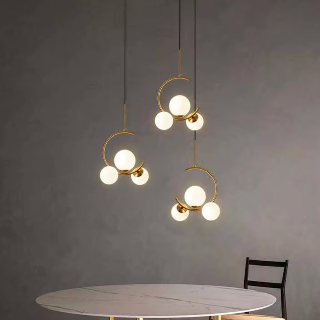Modern Trio Milky Glass Pendant Light