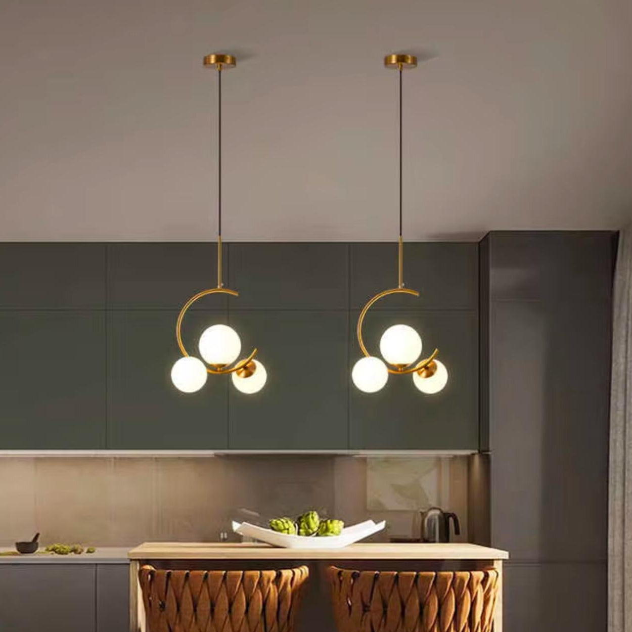 Modern Trio Milky Glass Pendant Light