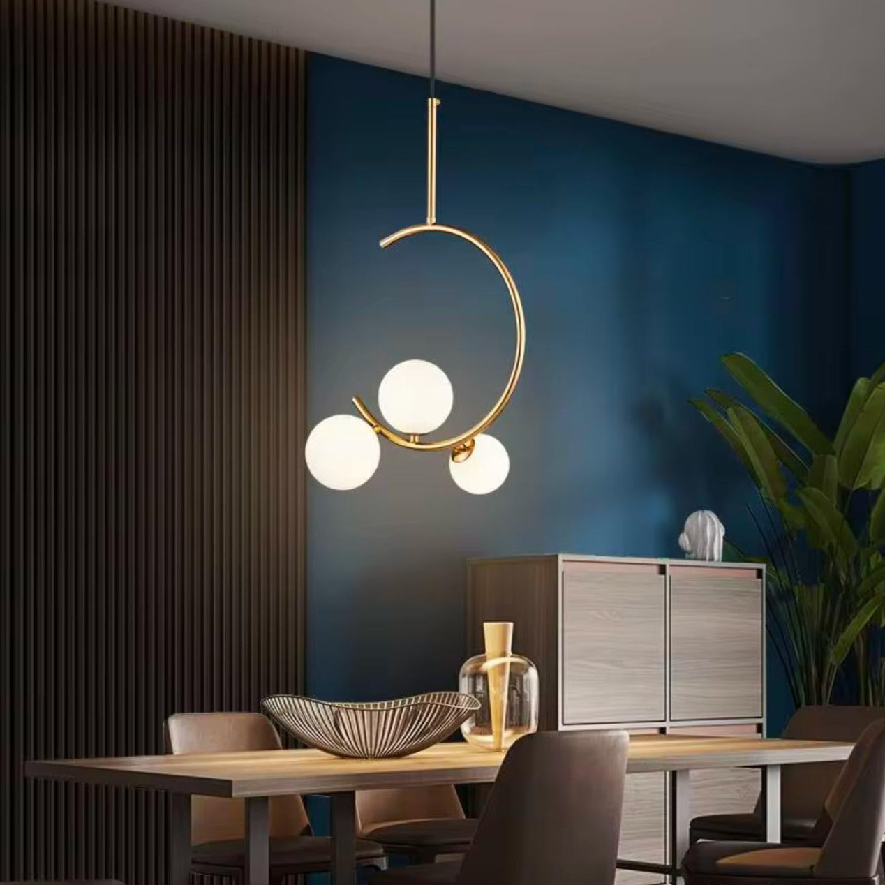 Modern Trio Milky Glass Pendant Light