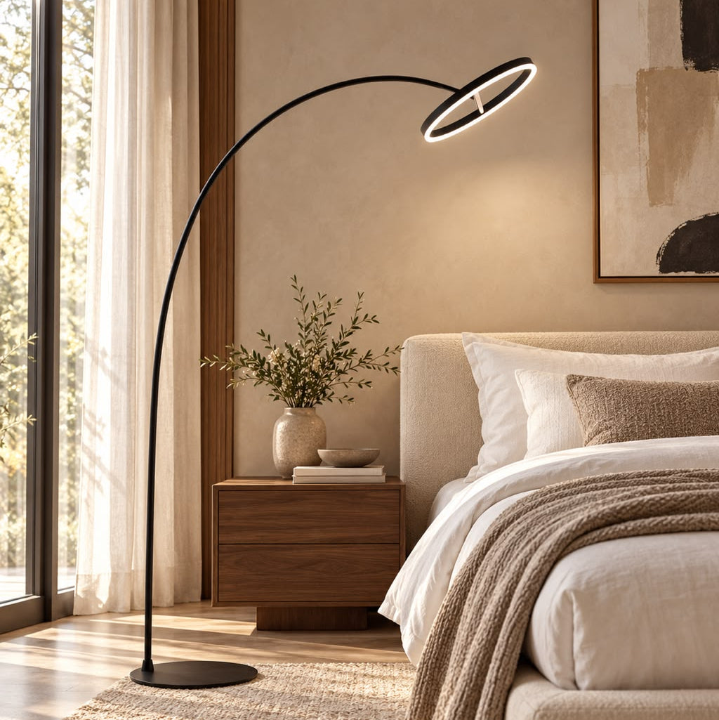 Glowing Ring Curved Floor Lamp