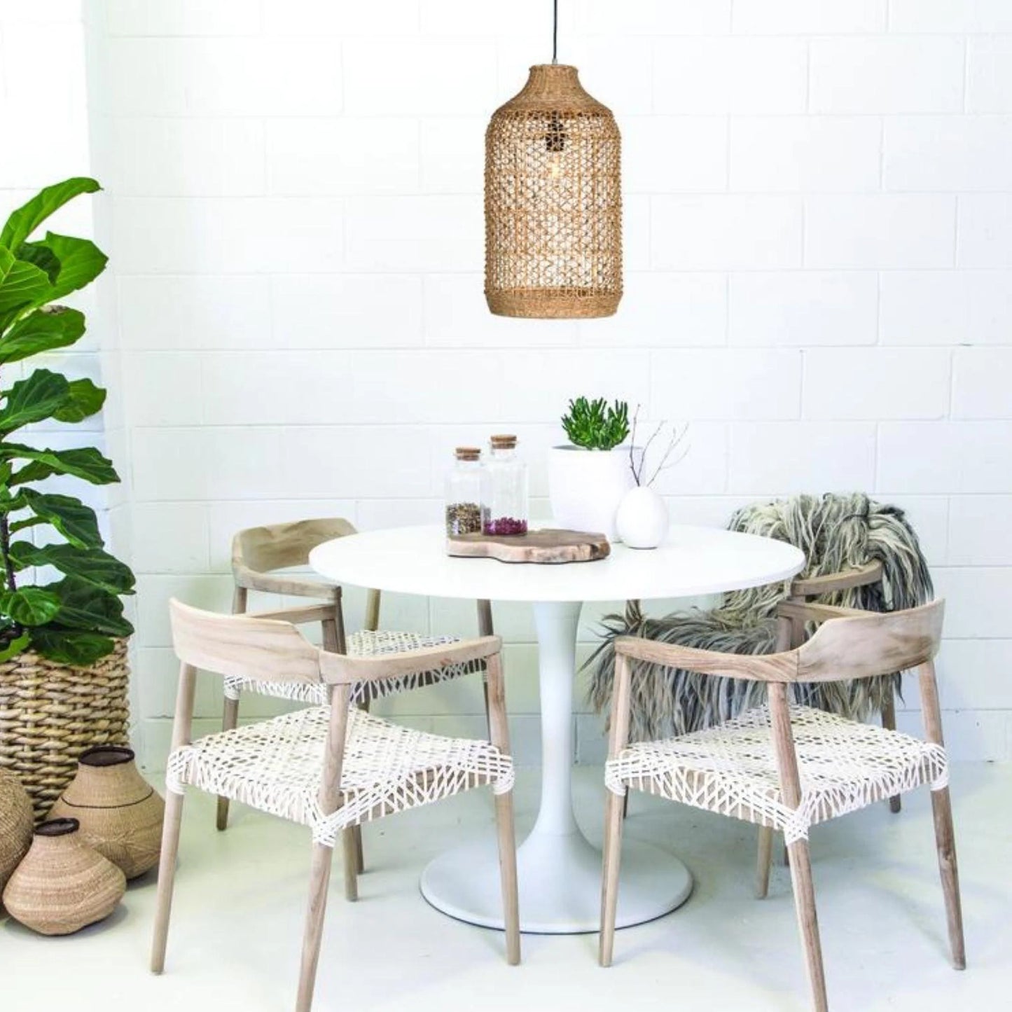 Tall Lili Natural Pendant Light
