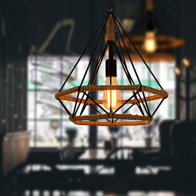 Industrial Diamond Wire Frame Pendant Light