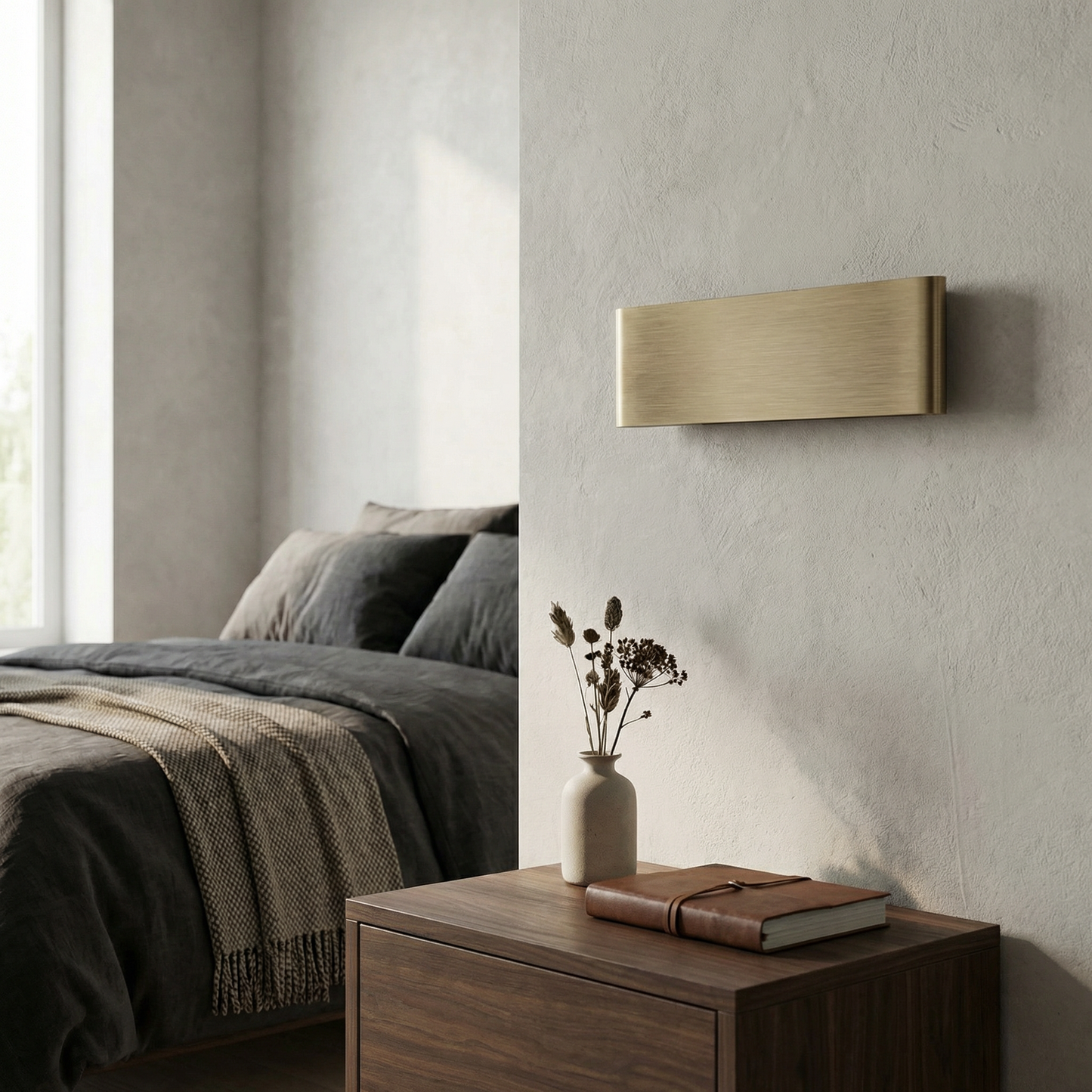 Slim Brushed Brass Mirror Light