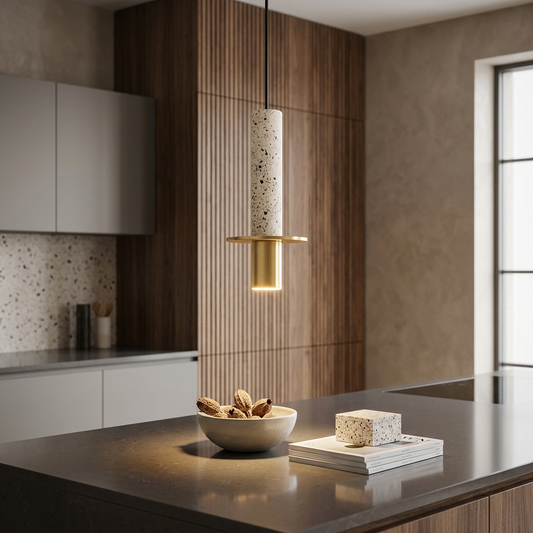 Nordic Industrial Gold Terrazzo Pendant Light