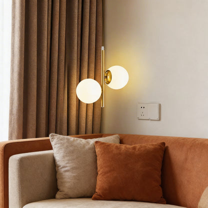 Double Milky Glass Ball Pendant Light