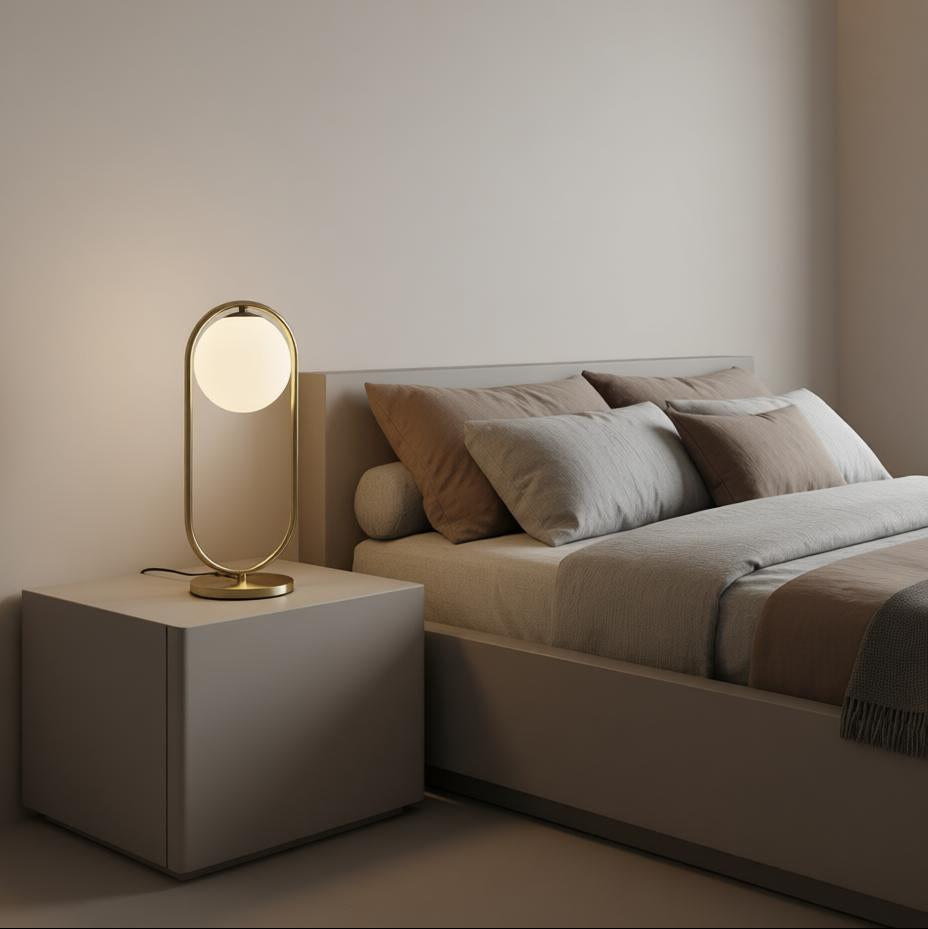 Table Lamp Oval Shape with Milky Ball