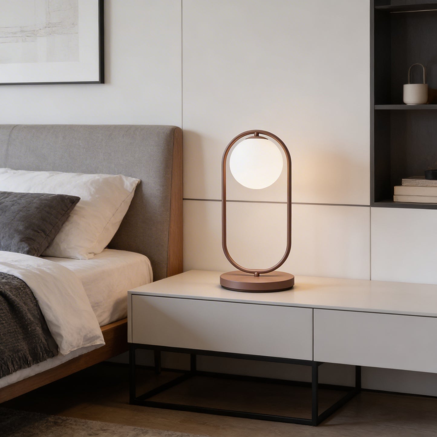 Table Lamp Oval Shape with Milky Ball