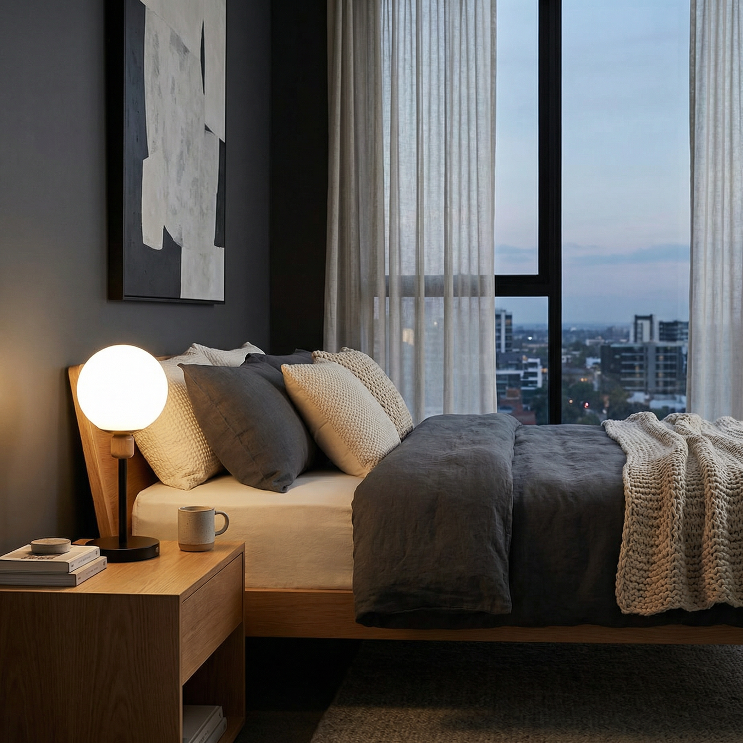 Table Lamp With A Frosted Globe