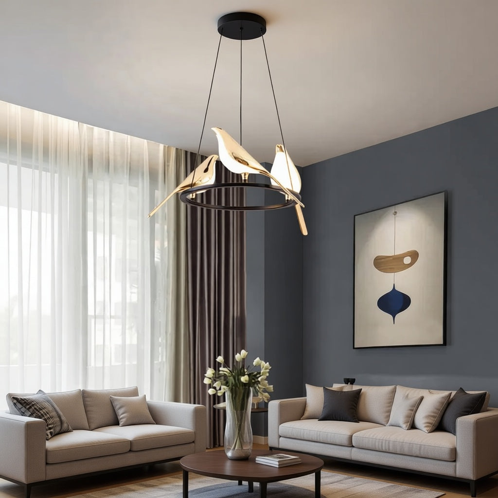 Modern Round Bird's Branch Chandelier