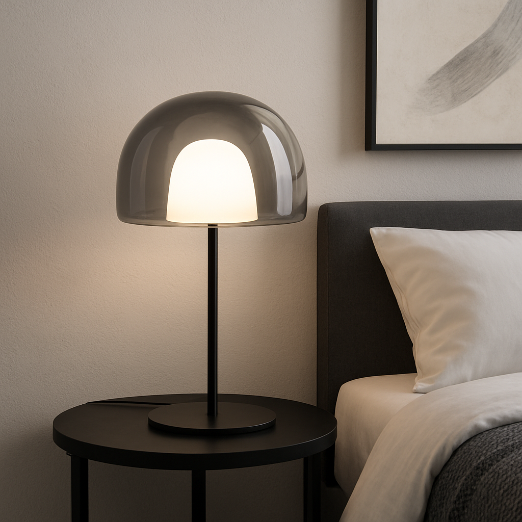Smoked Glass Table  Lamp