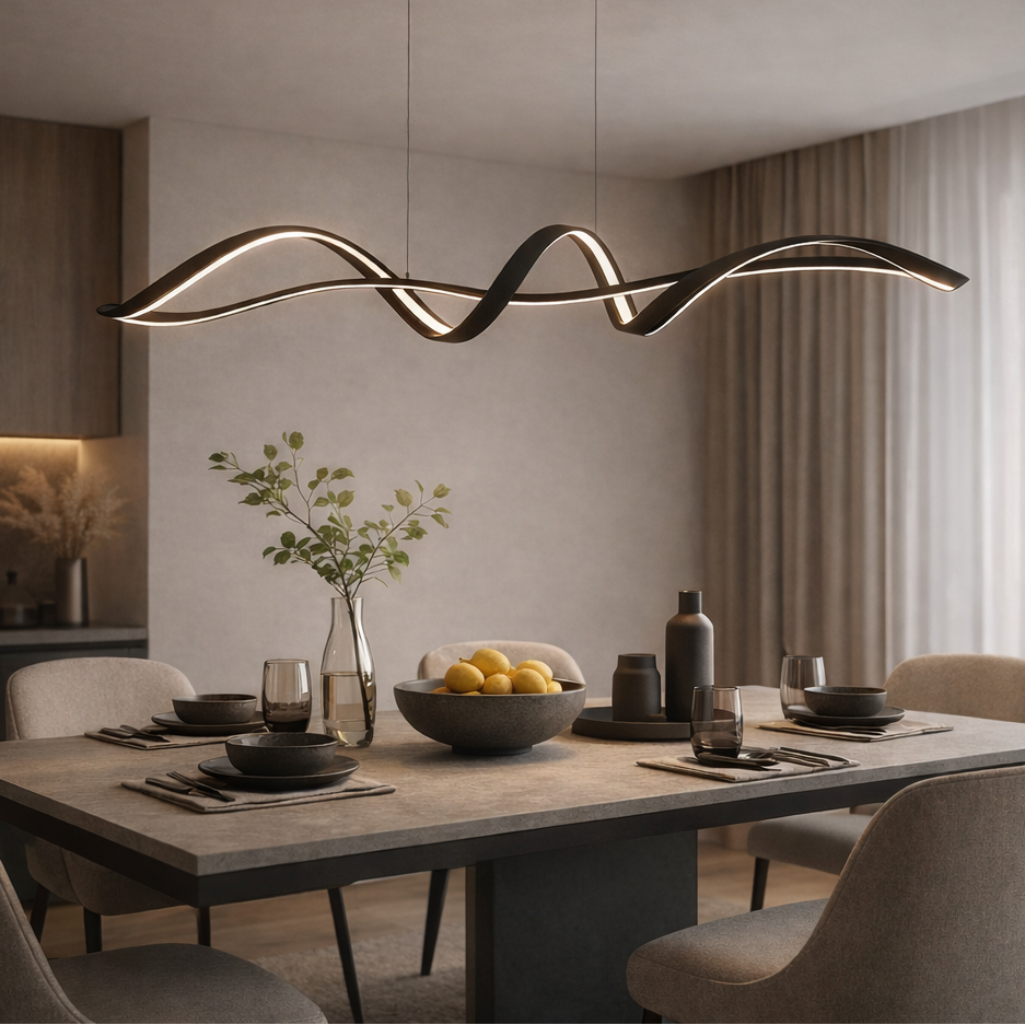 Modern Twirl Black Chandelier