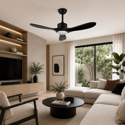 Modern 3-Blade Ceiling Fan with Wooden Blades